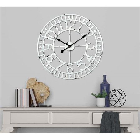 UTOPIA ALLEY Utopia Alley CL39WW 24 in. dia. Manhattan Industrial Analog Wall Clock; White CL39WW